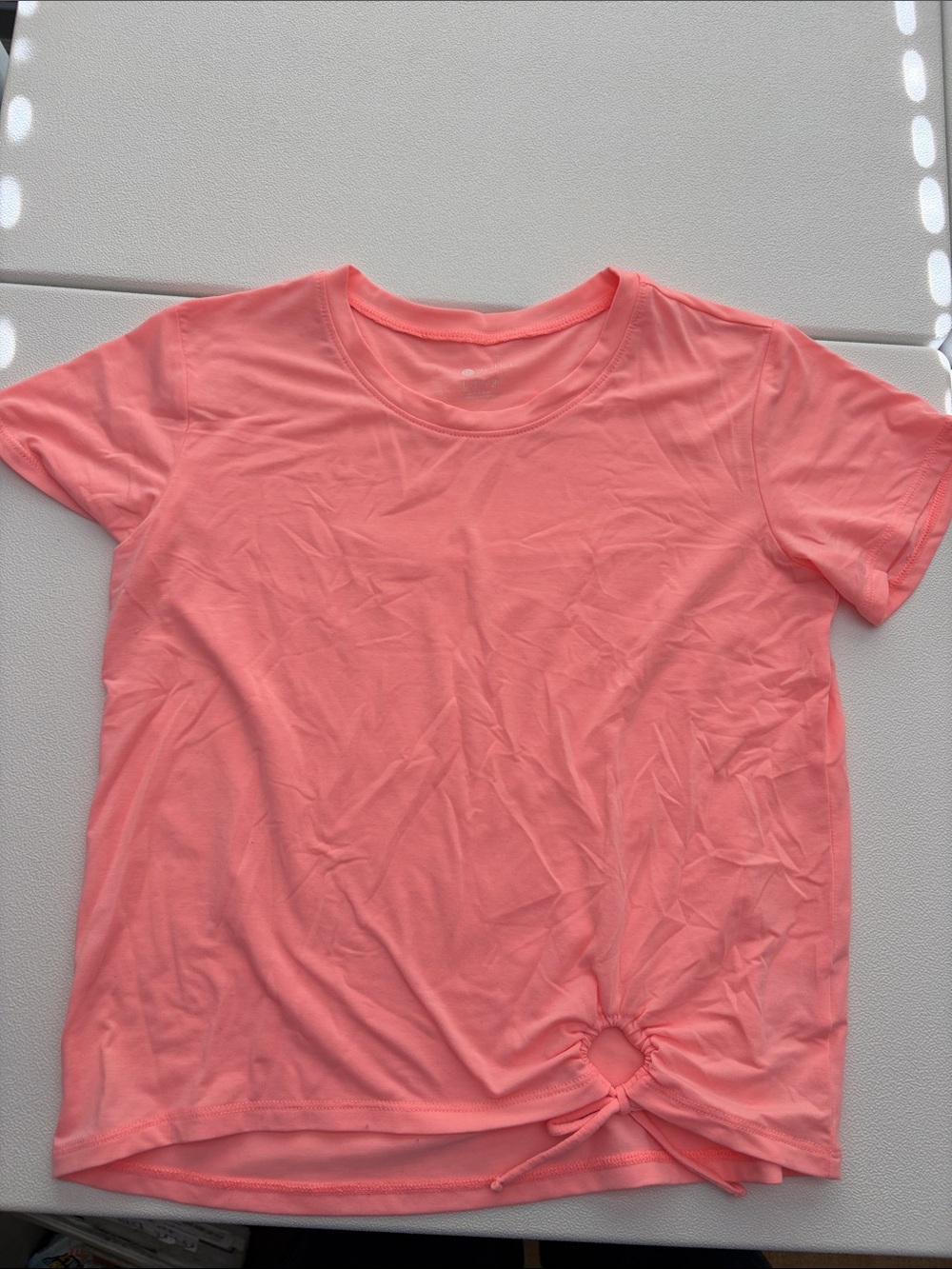 Zella Girl Coral Knot-Hem Short Sleeve Tee